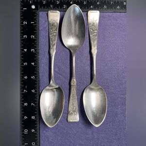 Crown P flatware, June pattern, silver plate A1 large spoons, set of 3